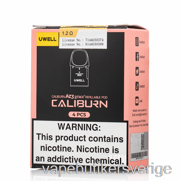 Vape Sverige Uwell Caliburn Az3 Grace Ersättningsskidor 1,2 Ohm Az3 Grace Pods